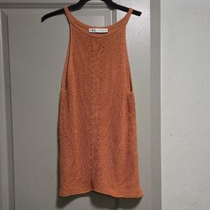 Zara Orange Knit Tank Top
